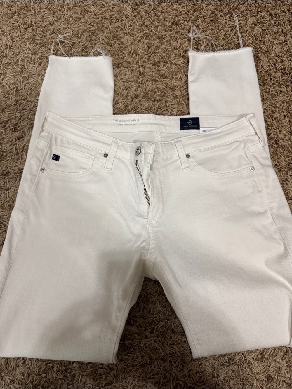 AG White Ankle Skinny Jeans